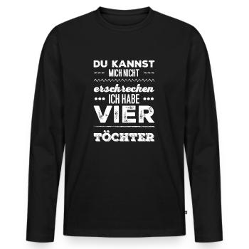 vier Töchter - Vatertag Muttertag - Männer Premium Bio Langarmshirt - Schwarz - Vorne - Nico (187cm)