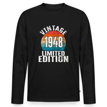 Année de naissance 1948 Vintage Limited Edition Retro - T-shirt manches longues Premium bio Homme - noir - Devant - Nico (187cm)