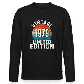 Année de naissance 1979 Vintage Limited Edition Retro - T-shirt manches longues Premium bio Homme - noir - Devant - Nico (187cm)