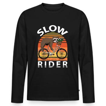 Bicycle Sloth - Slow Rider - Men's Premium Organic Long Sleeve Shirt - black - Front - Nico (187cm)