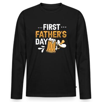First Father's Day - Männer Premium Bio Langarmshirt - Schwarz - Vorne - Nico (187cm)