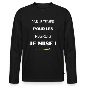 Je mise ! - T-shirt manches longues Premium bio Homme - noir - Devant - Nico (187cm)