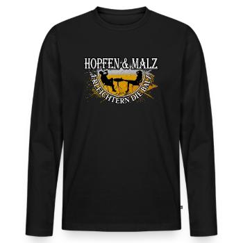 Hopfen und Malz, erleichtern die Balz - Männer Premium Bio Langarmshirt - Schwarz - Vorne - Nico (187cm)