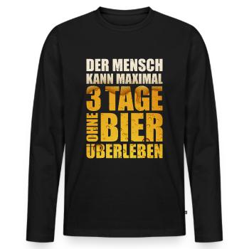 BIER SAUFEN MALLORCA IBIZA BIERGARTEN BIERSHIRT - Männer Premium Bio Langarmshirt - Schwarz - Vorne - Nico (187cm)
