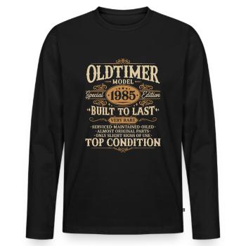 Oldtimer 1985 Jahrgang geboren Geburtstag Geschenk - Männer Premium Bio Langarmshirt - Schwarz - Vorne - Nico (187cm)