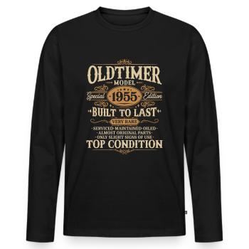 Vintage 1955 Vintage né cadeau d’anniversaire - T-shirt manches longues Premium bio Homme - noir - Devant - Nico (187cm)