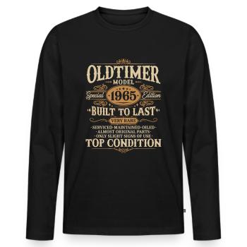 Vintage 1965 Vintage Born Birthday Gift - Men's Premium Organic Long Sleeve Shirt - black - Front - Nico (187cm)