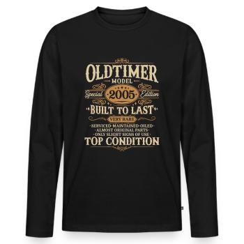 Oldtimer 2005 Jahrgang geboren Geburtstag Geschenk - Männer Premium Bio Langarmshirt - Schwarz - Vorne - Nico (187cm)