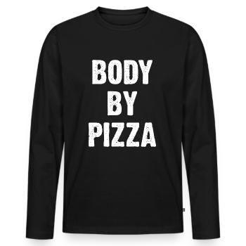 Body By Pizza - Men's Premium Organic Long Sleeve Shirt - black - Front - Nico (187cm)