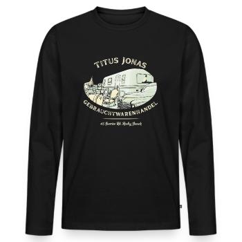 Die Drei ??? Gebrauchtwarenhandel Design - Männer Premium Bio Langarmshirt - Schwarz - Vorne - Nico (187cm)