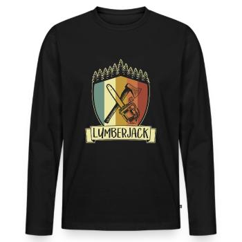Holzfaeller ouvrier forestier scie à chaîne hache bois - T-shirt manches longues Premium bio Homme - noir - Devant - Nico (187cm)