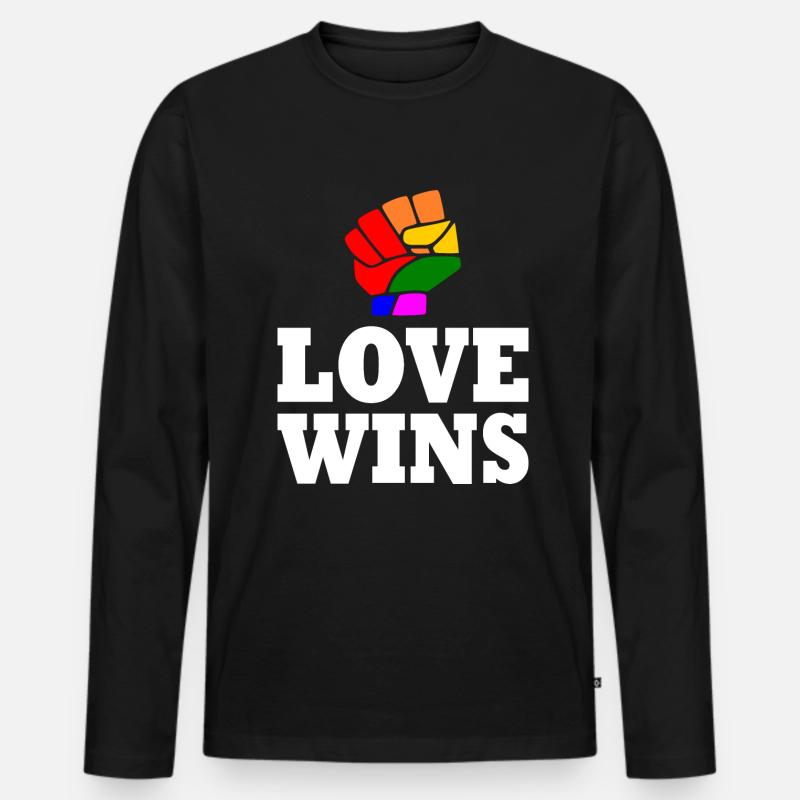 Love wins - Männer Premium Bio Langarmshirt - Schwarz
