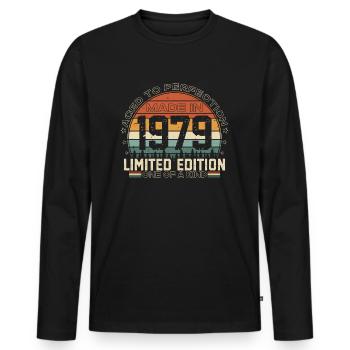 1979 Vintage né Vintage cadeau d’anniversaire - T-shirt manches longues Premium bio Homme - noir - Devant - Nico (187cm)