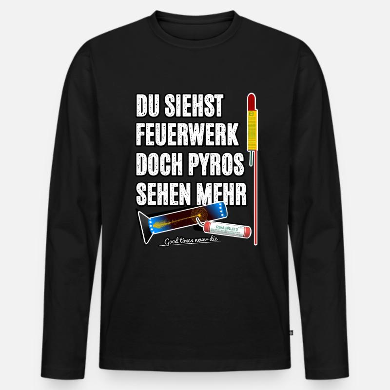 Pyro Nostalgie - Männer Premium Bio Langarmshirt - Schwarz