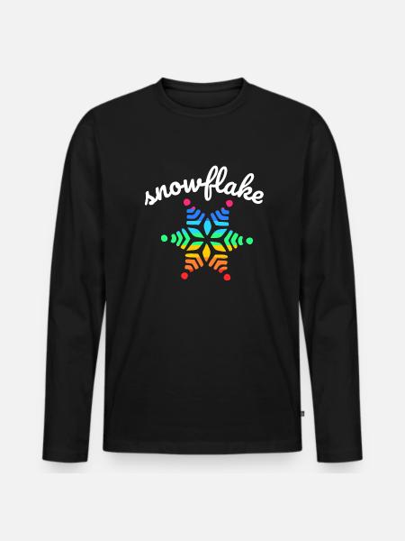 Regenbogen Schnee - Männer Premium Bio Langarmshirt - Schwarz