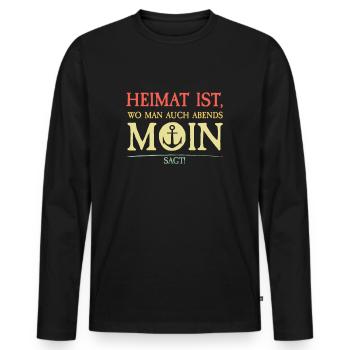 Heimat Moin Norddeutsch | Ancre rétro vintage - T-shirt manches longues Premium bio Homme - noir - Devant - Nico (187cm)