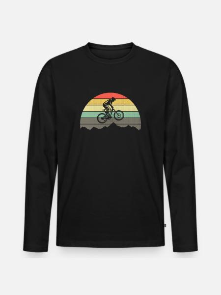 Mountainbike MTB Fahrrad Retro Vintage Berge Bike - Männer Premium Bio Langarmshirt - Schwarz