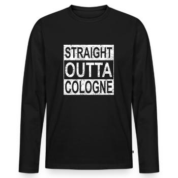 Straight Outta Cologne Cologne Old School Vintage - Men's Premium Organic Long Sleeve Shirt - black - Front - Nico (187cm)