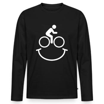 Cyclist Smile Emoticon Wheel Funny Gift Idea - Men's Premium Organic Long Sleeve Shirt - black - Front - Nico (187cm)