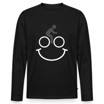Radfahrer Smile Fahrrad Rennrad MTB Emoticon - Männer Premium Bio Langarmshirt - Schwarz - Vorne - Nico (187cm)
