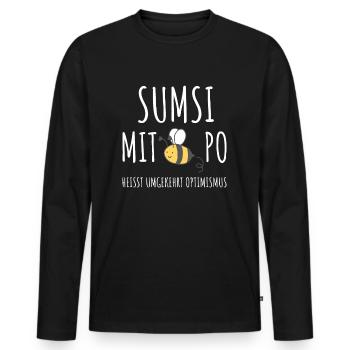 SUMSI WITH PO IS REVERSED OPTIMISM - Men's Premium Organic Long Sleeve Shirt - black - Front - Nico (187cm)
