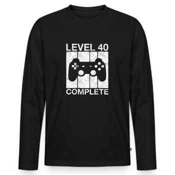 Gaming Level 40 Complete 40 anniversaire Cadeau - T-shirt manches longues Premium bio Homme - noir - Devant - Nico (187cm)