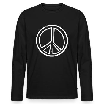 Peacezeichen - Männer Premium Bio Langarmshirt - Schwarz - Vorne - Nico (187cm)
