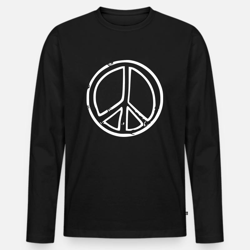 Peacezeichen - Männer Premium Bio Langarmshirt - Schwarz