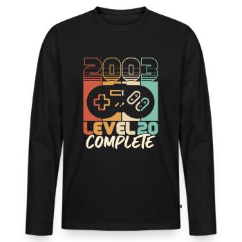 20 Geburtstag Jahrgang 2003 Level 20 Complete - Männer Premium Bio Langarmshirt - Schwarz - Vorne - Nico (187cm)