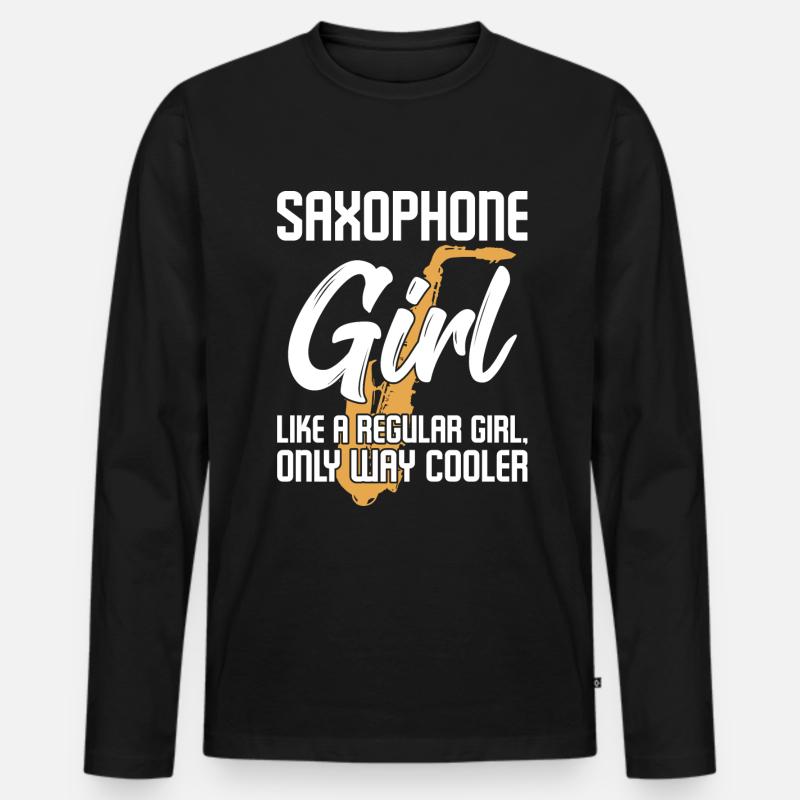 Saxophon witziger Spruch - Männer Premium Bio Langarmshirt - Schwarz