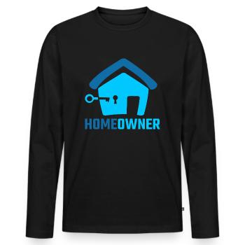Fiers propriétaires niveau famille complète - T-shirt manches longues Premium bio Homme - noir - Devant - Nico (187cm)