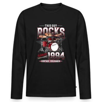 1994 Vintage Drums Drummer Anniversaire - T-shirt manches longues Premium bio Homme - noir - Devant - Nico (187cm)