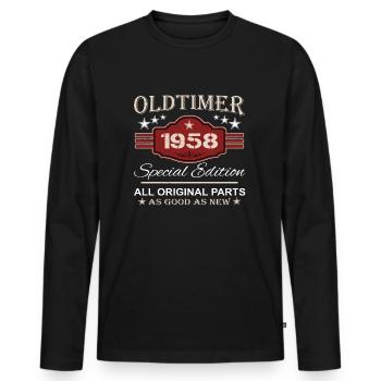 Voiture ancienne 1958 - 66e cadeau d’anniversaire - T-shirt manches longues Premium bio Homme - noir - Devant - Nico (187cm)