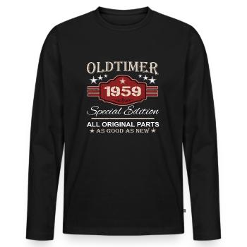 Vintage Car 1959 - 65th Birthday Gift - Men's Premium Organic Long Sleeve Shirt - black - Front - Nico (187cm)