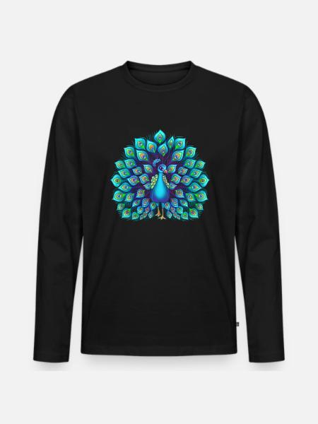 Peacock - Men's Premium Organic Long Sleeve Shirt - black