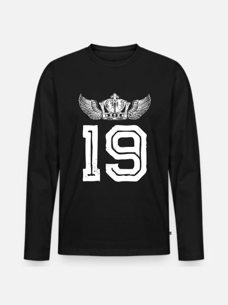 19 Zahl Krone - Männer Premium Bio Langarmshirt - Schwarz