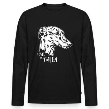 Aimé par un chien GALGA Slogan Greyhounds Wilsigns - T-shirt manches longues Premium bio Homme - noir - Devant - Nico (187cm)