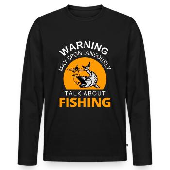 Angeln. Ich liebe es, über das Angeln zu reden. - Männer Premium Bio Langarmshirt - Schwarz - Vorne - Nico (187cm)