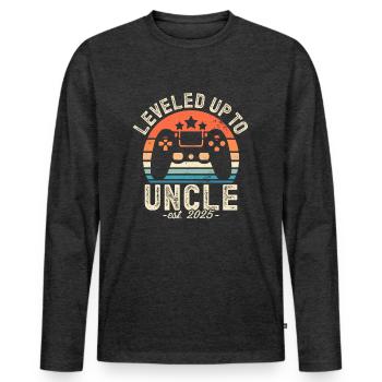 Ascended to Uncle 2025 - Men's Premium Organic Long Sleeve Shirt - heather anthracite - Front - Nico (187cm)