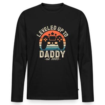 Promu papa en 2025 - T-shirt manches longues Premium bio Homme - noir - Devant - Nico (187cm)
