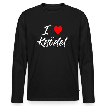 I love Knödel - Männer Premium Bio Langarmshirt - Schwarz - Vorne - Nico (187cm)