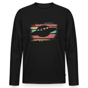 Chemises Rétro Ufo - T-shirt manches longues Premium bio Homme - noir - Devant - Nico (187cm)