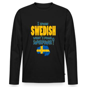 Schweden Geschenk Shirt - Männer Premium Bio Langarmshirt - Schwarz - Vorne - Nico (187cm)