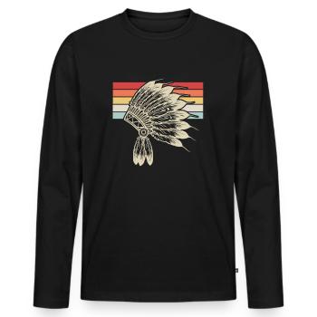 Chief Native American Feather Dress Shirt - Men's Premium Organic Long Sleeve Shirt - black - Front - Nico (187cm)