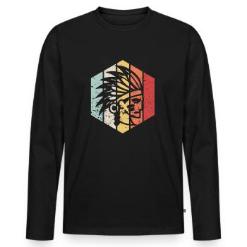 Chief Native American Feather Dress Shirt - Men's Premium Organic Long Sleeve Shirt - black - Front - Nico (187cm)