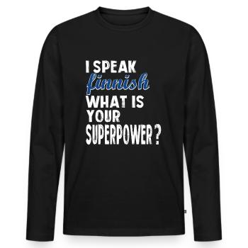 Distressed Finnland Geschenk - Männer Premium Bio Langarmshirt - Schwarz - Vorne - Nico (187cm)