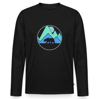 Retro Camping Gift Nature - Men's Premium Organic Long Sleeve Shirt - black - Front - Nico (187cm)