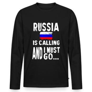 Russie drapeau Moscou - T-shirt manches longues Premium bio Homme - noir - Devant - Nico (187cm)