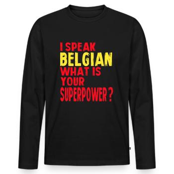 Belgium nationality - Men's Premium Organic Long Sleeve Shirt - black - Front - Nico (187cm)