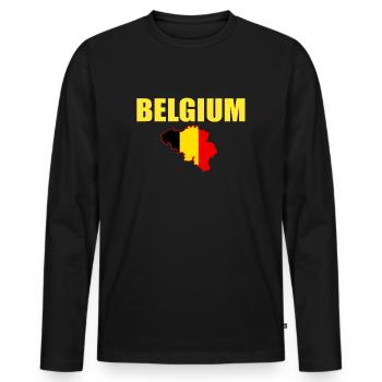 Belgium - Men's Premium Organic Long Sleeve Shirt - black - Front - Nico (187cm)